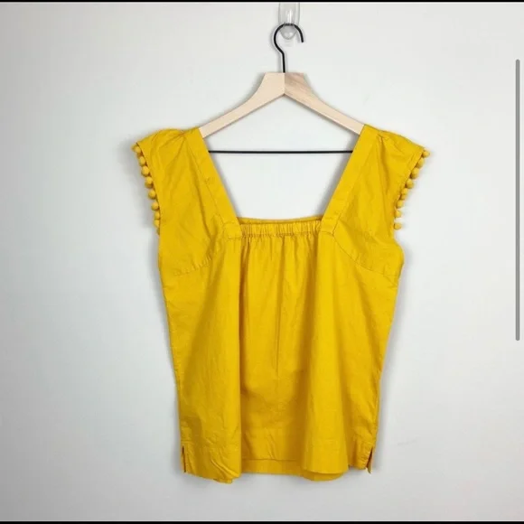 J. Crew Factory Yellow Boxy Pom Pom Top - Picture 2 of 4